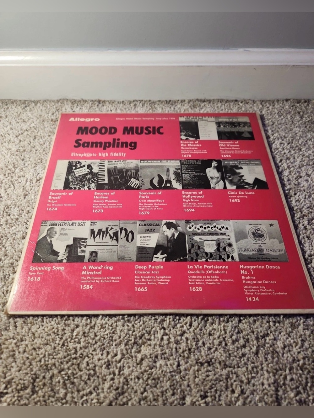 Allegro Mood Music Sampling Vinyl Record - Pink Cover